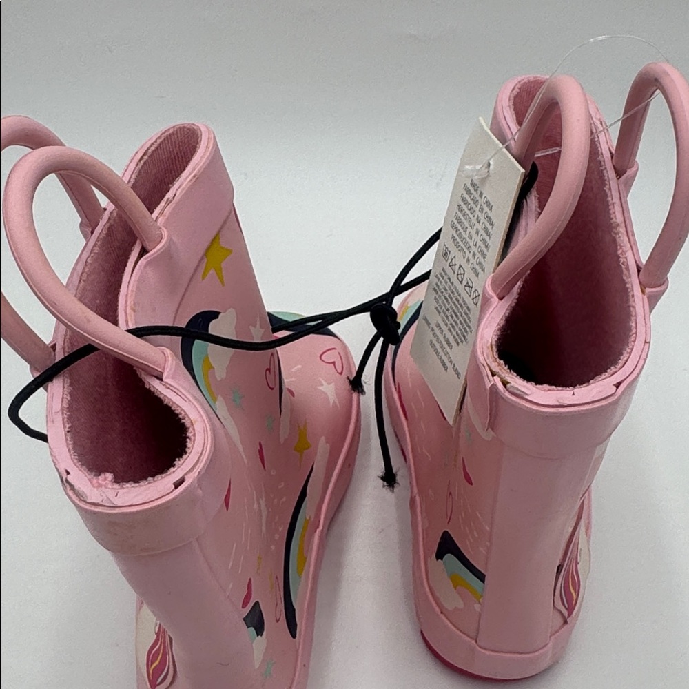 KomfysMe Kids Rain Boots Unicorn Rainbow Pink Toddler Size 5 - Picture 4 of 5